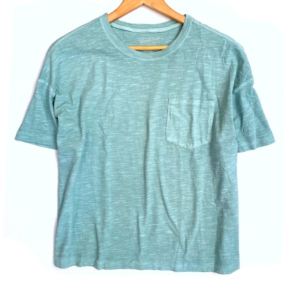 Jade Turquoise Cropped Pocket Tee Shirt - Picture 2 of 2